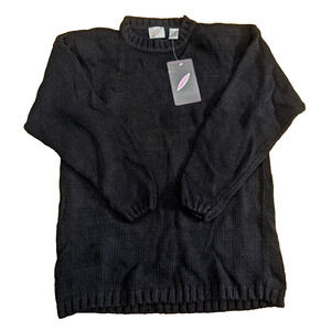 90s Deadstock Pinwheels Black Knit Heavyweight Sweater One Size Vintage F1